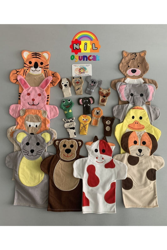 Hayvanlar El Kukla Seti Ve Parmak Kukla Seti (20parça)