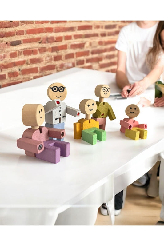 Ahşap Aile Seti Montessori (6 parça) El yapımı