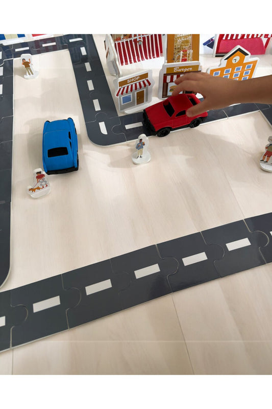 Şehir Puzzle Otoyol Puzzle arabalı set