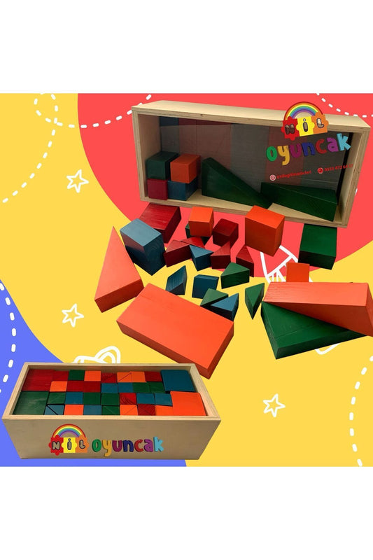 RENKLİ DEV AHŞAP BLOK SETİ - KASALI 70 PARÇA