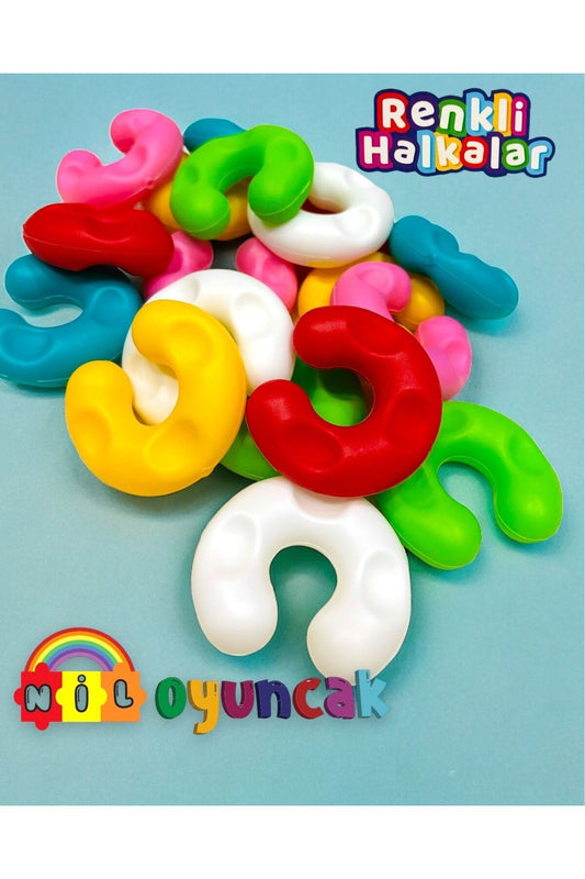 Eğlenceli Renkli Halkalar büyük boy 18 parça