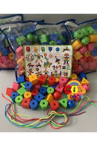 Geometrik Renkli Boncuklar İp geçirme 50 parça