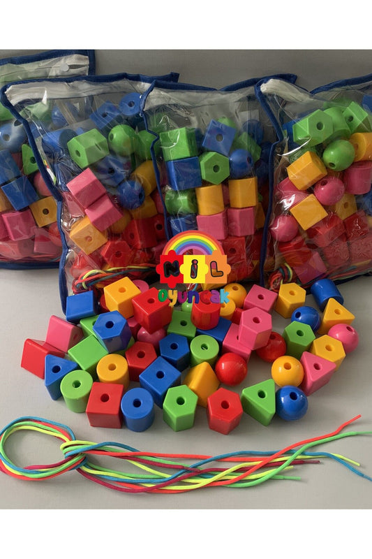 Geometrik Renkli Boncuklar İp geçirme 50 parça