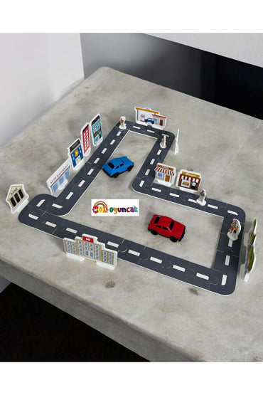 Şehir Puzzle Otoyol Puzzle arabalı set