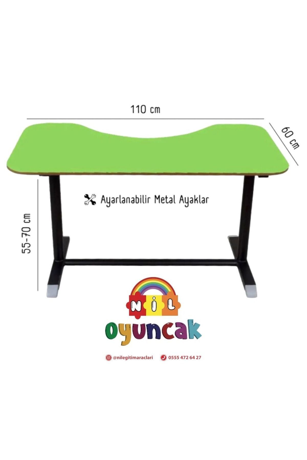 Fasülye Masa (AYARLANABİLİR SİYAH RENK AYAK) (FARKLI RENK)