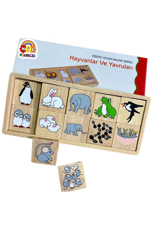 Ahşap Hayvanların Yavrusunu Bul (kutulu 20 Parça)