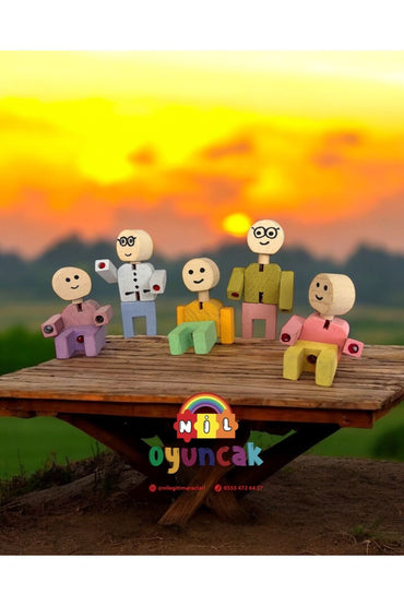 Ahşap Aile Seti Montessori (6 parça) El yapımı