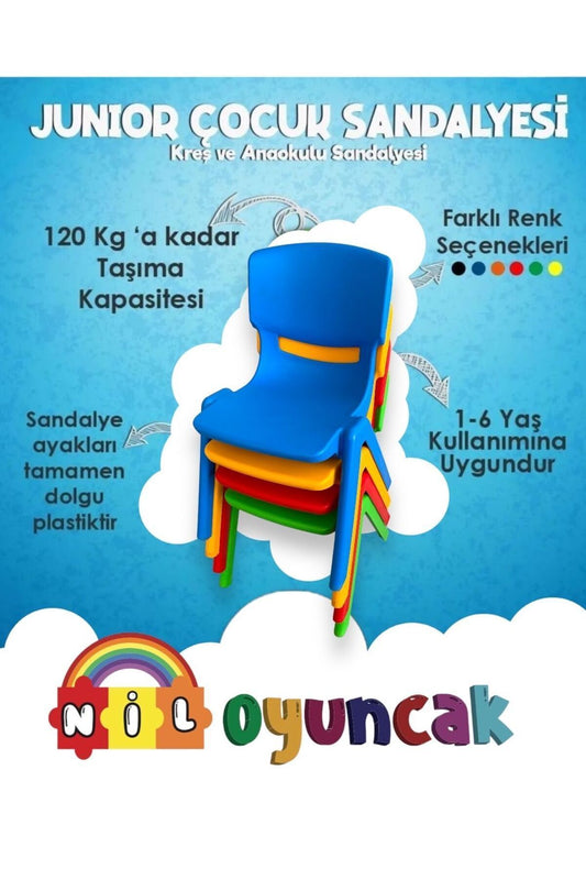 10 Adet Plastik Sandalye Anaokulu Kreş (5 FARKLI RENK SEÇENEĞİ)