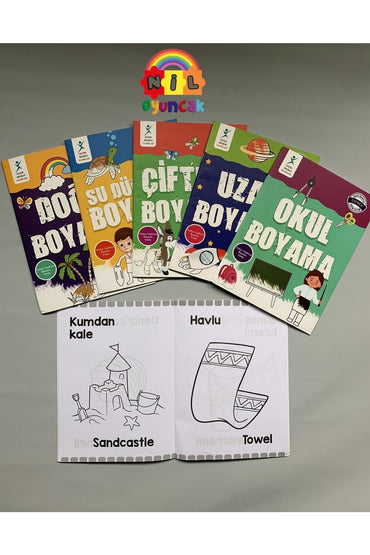 Türkçe Ingilizce Boyama Seti - Çocuk Gelişimi (6 Kitap)