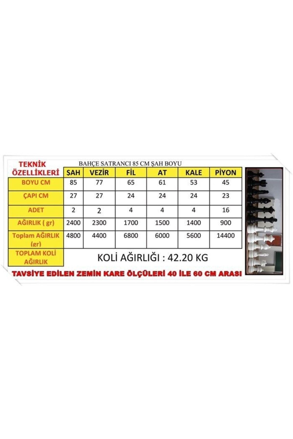 Bahçe Satranç (85cm Şah) Taşları