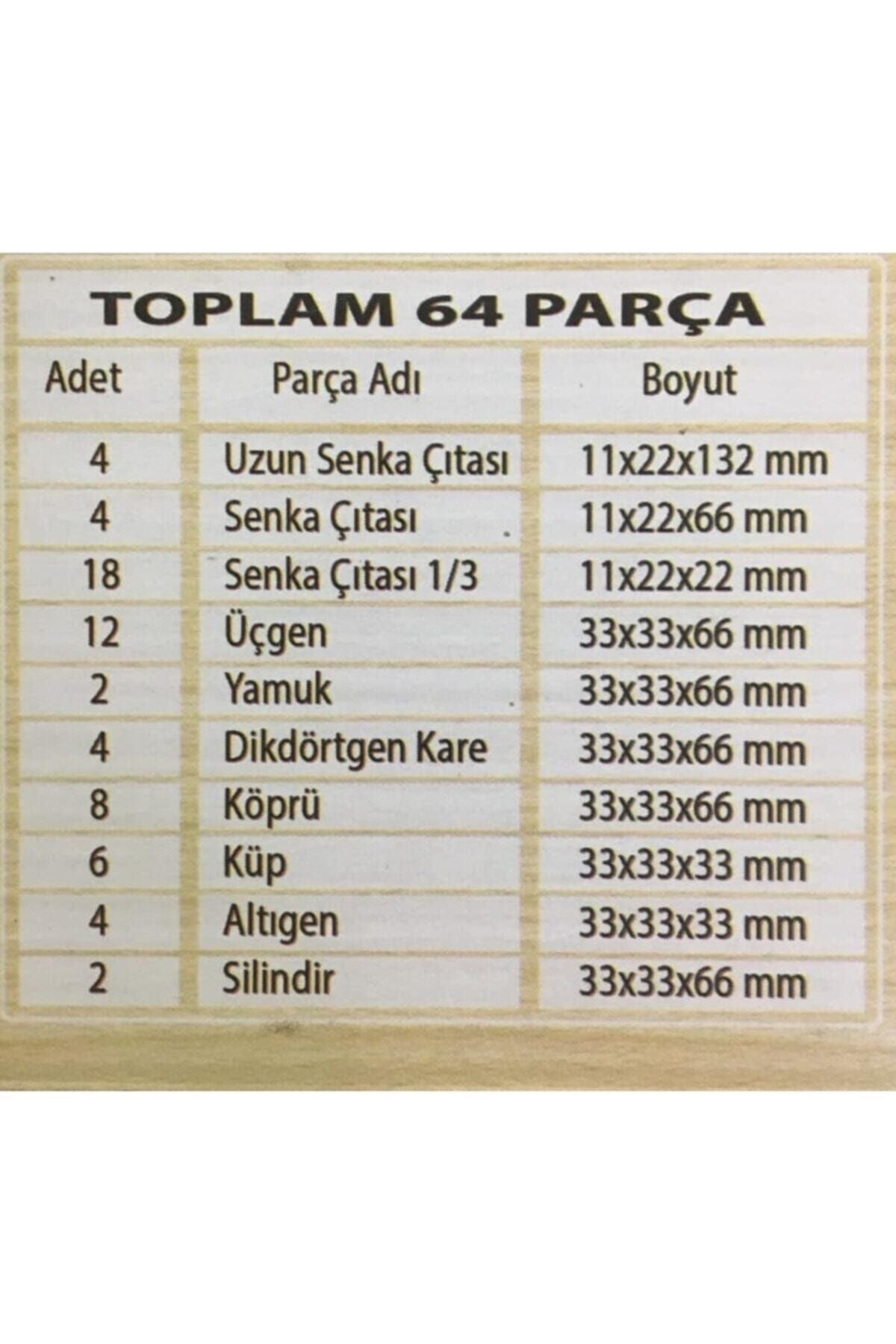 Ahşap Yapı Blokları 64 Parça