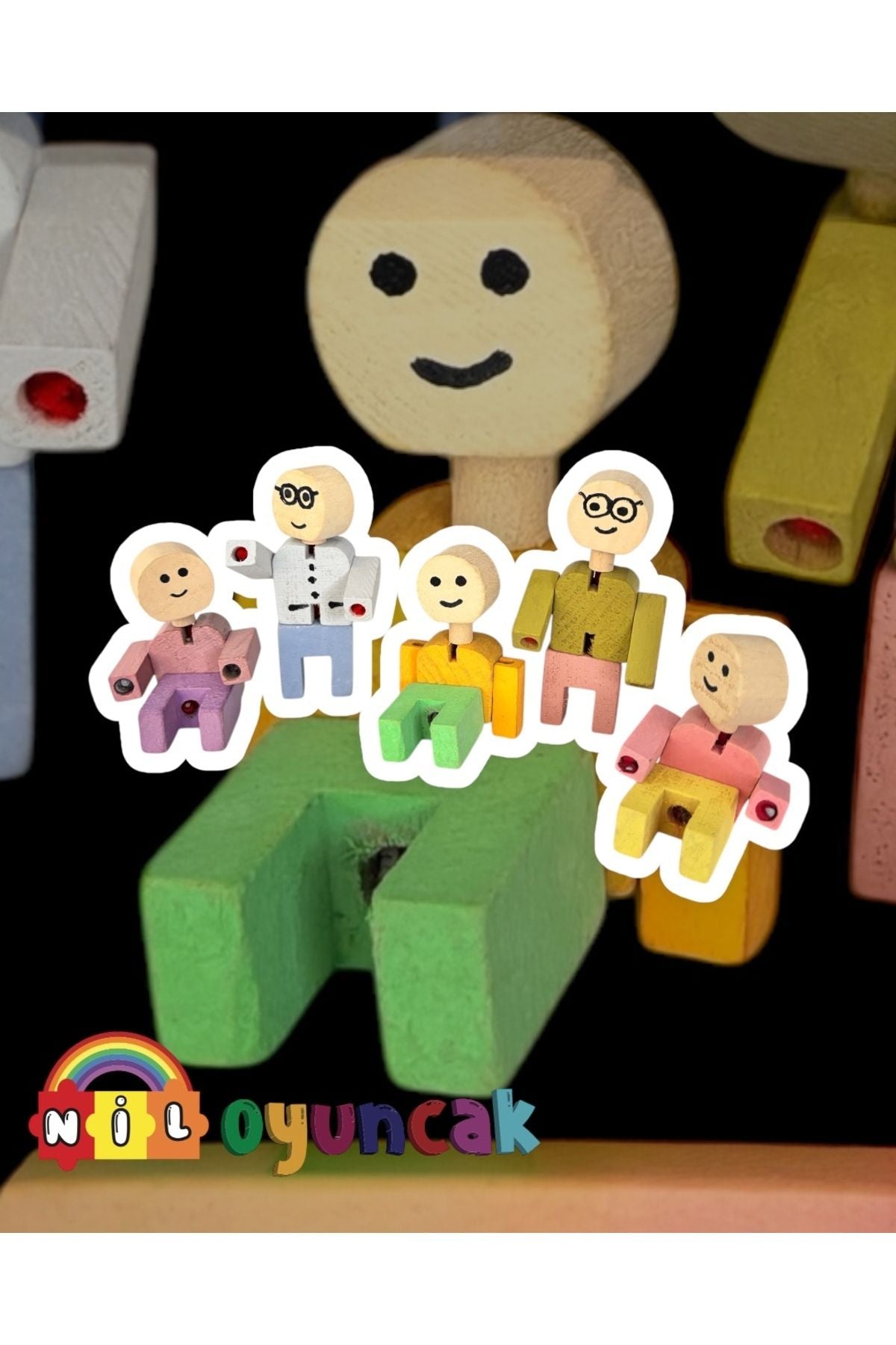 Ahşap Aile Seti Montessori (6 parça) El yapımı