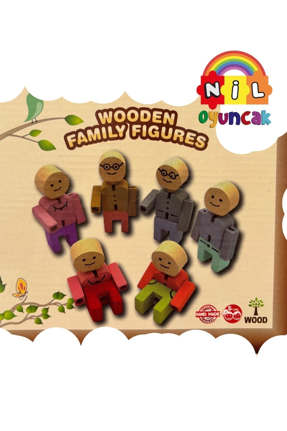 Ahşap Aile Seti Montessori (6 parça) El yapımı