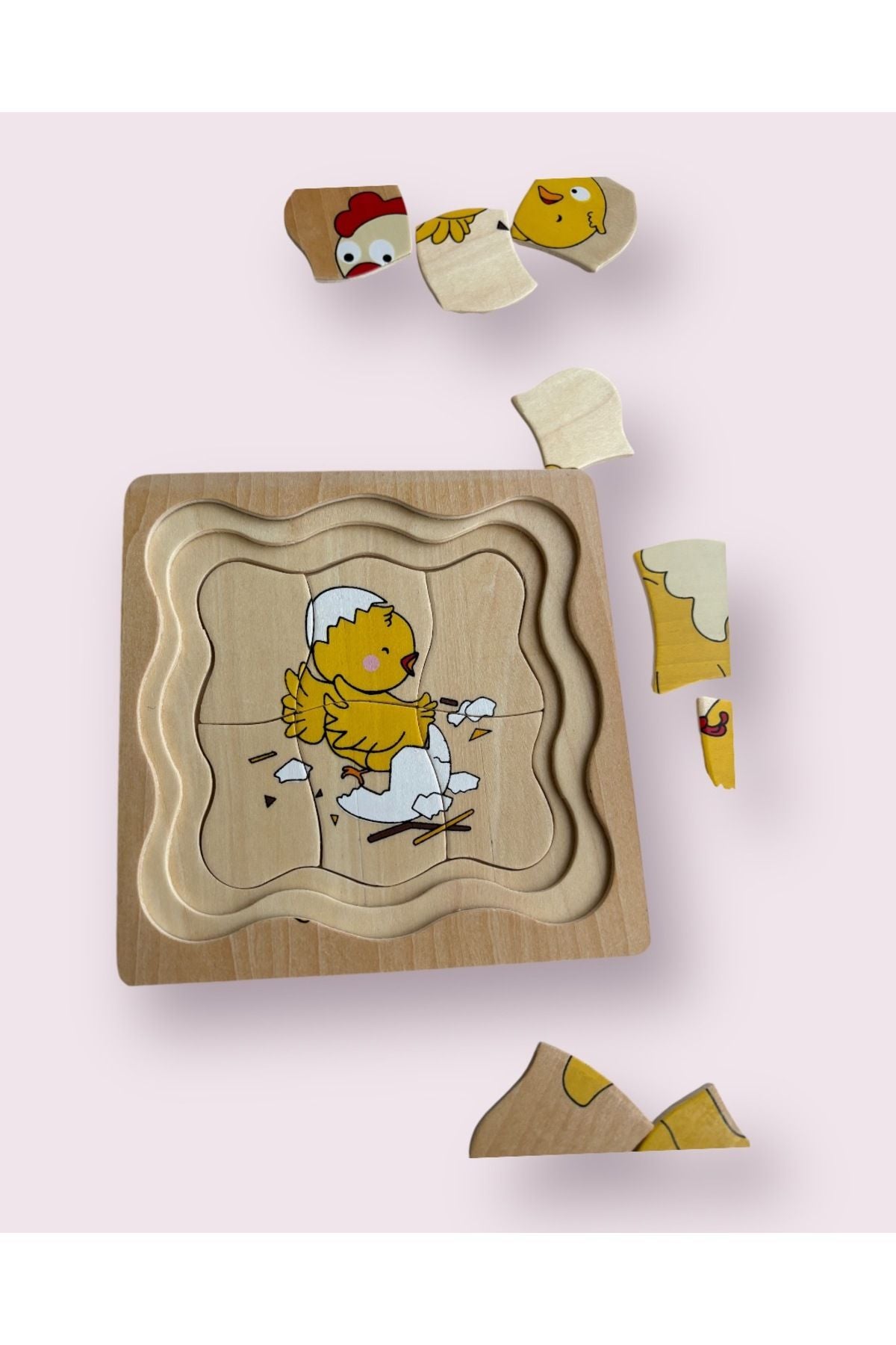 Tavuk Kurbağa Gelişim evreleri seti Ahşap katlı puzzle