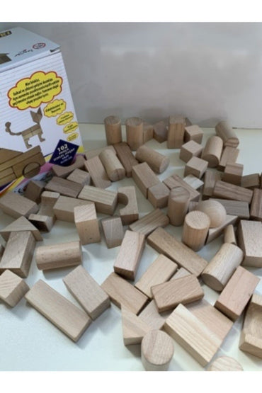 Doğal Mini Ahşap Bloklar 102 Parça